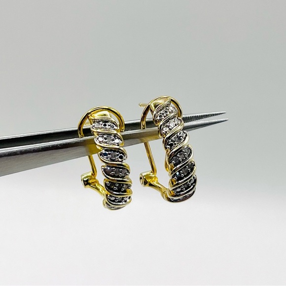 Gold Plated Natural Diamond Clip On Earrings - Picture 1 of 4